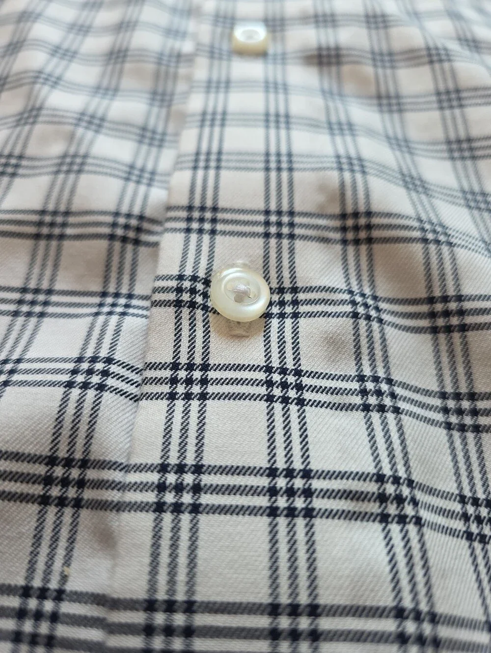 Banana Republic - Non-Iron Slim Fit Dress Shirt - M - White Navy Plaid